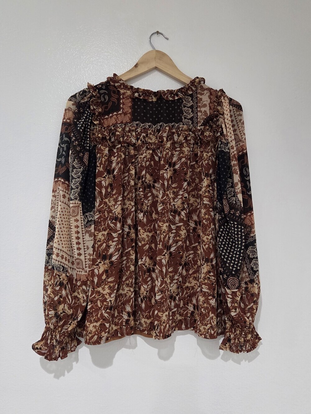 Miss Me Paisley Bohi Rust Color Mix Printed Woven Top - Picture 5 of 11